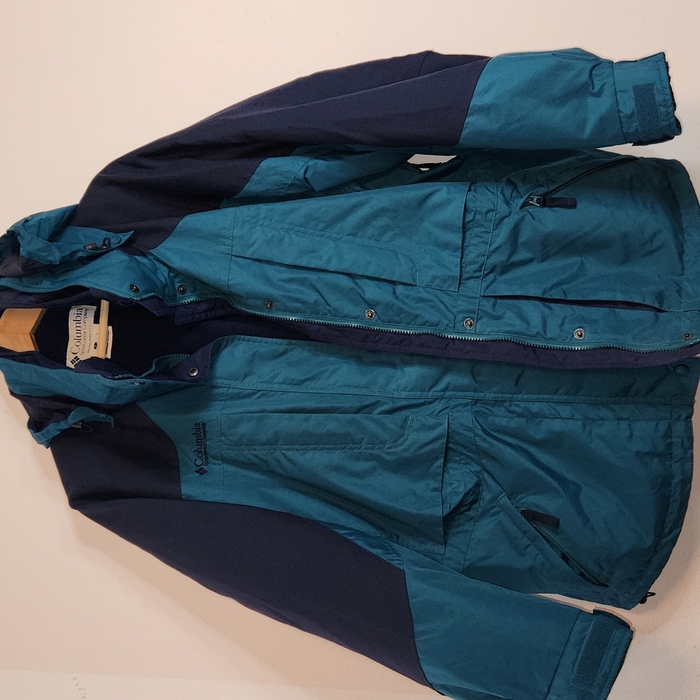 Columbia Double Whammy Blue And Green Outdoor Ski Mountain Jacket Size L Overs